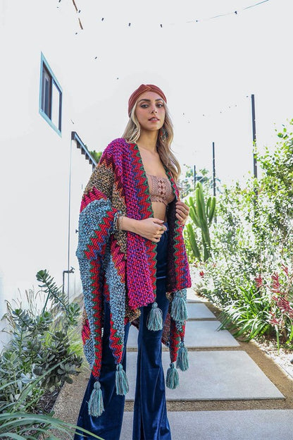 Colorful Crochet Patterned Ruana