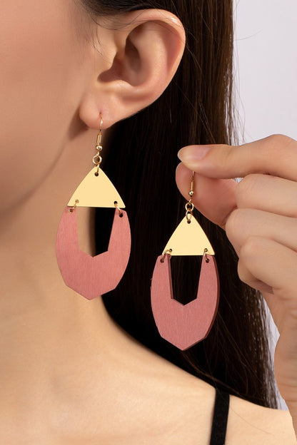 Wood arch drop earrings