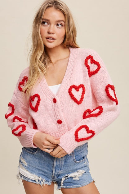 Lots of Love Knit Copped Heart Cardigan