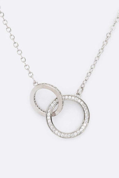 CZ Infinity Double Hoop Pendant Necklace