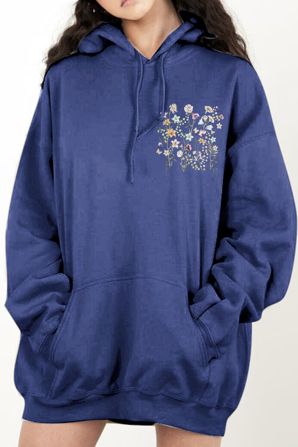 Simply Love Simply Love Full Size Flower Graphic Dropped Shoulder Hoodie