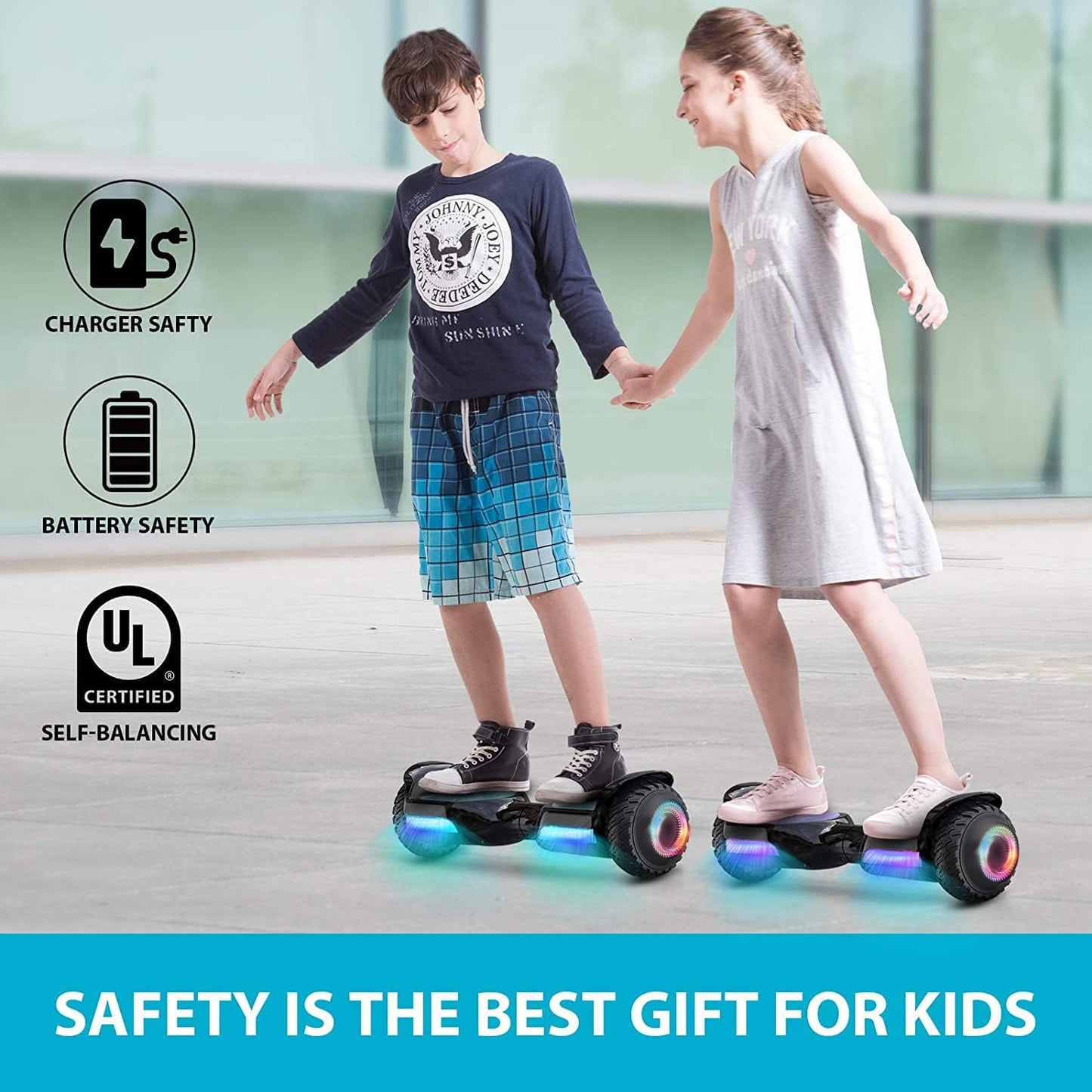 Gyroor Hoverboard G11 Newest Flash Light with 500W Motor,Off Road All Terrian 6.5" Self Balancing Hoverboards with Bluetooth Music Speaker and UL 2272 Certified for Kids Adults Gift.