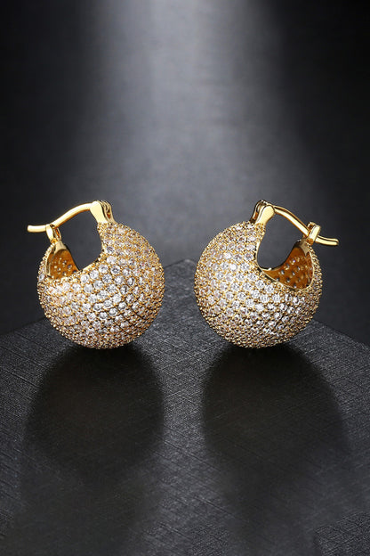 Inlaid Cubic Zirconia Brass Earrings