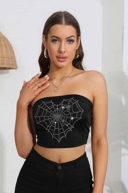Heart Spider Web Graphic Tube Top