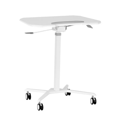 Techni Mobili White Sit to Stand Mobile Laptop Computer Stand with Height Adjustable and Tiltable Tabletop